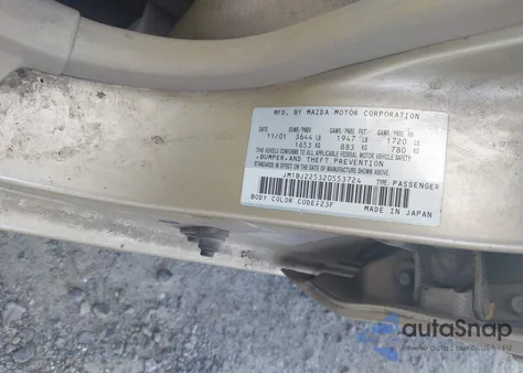 2002 Mazda Protege Dx/Es/Lx из США, поврежденный, VIN JM1BJ225320553724